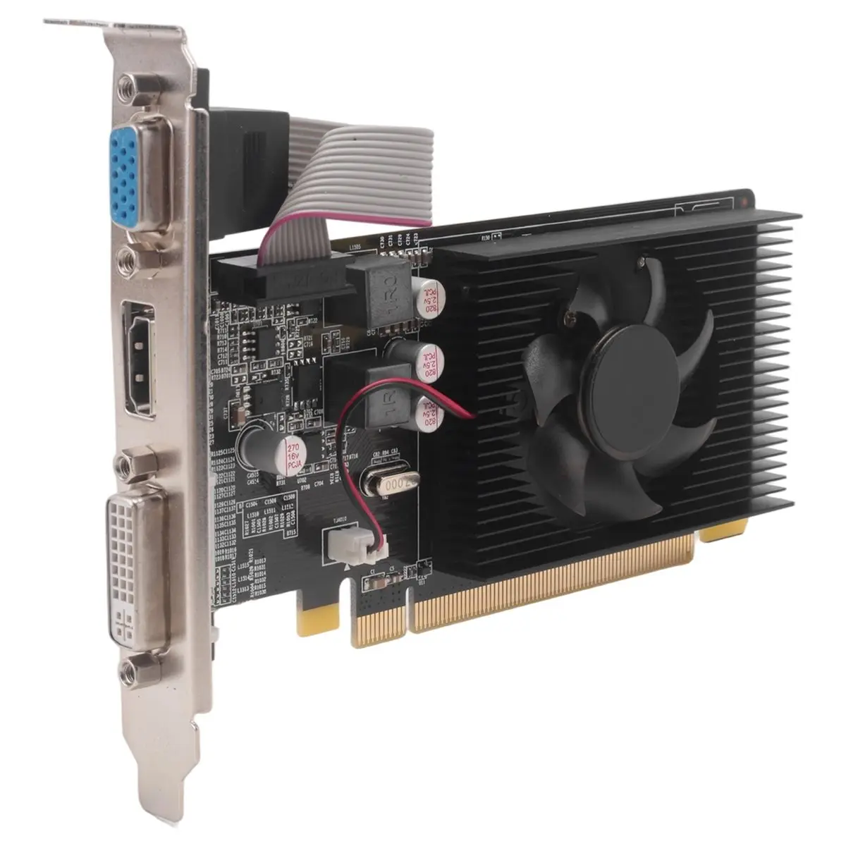 Friendly!HD7450 Graphics Card 64Bit 2GB GDDR3 PCI-E 2.0 X16 -Compatible VGA DVI-I Video Card for Radeon HD 7450 2G 64 Bit
