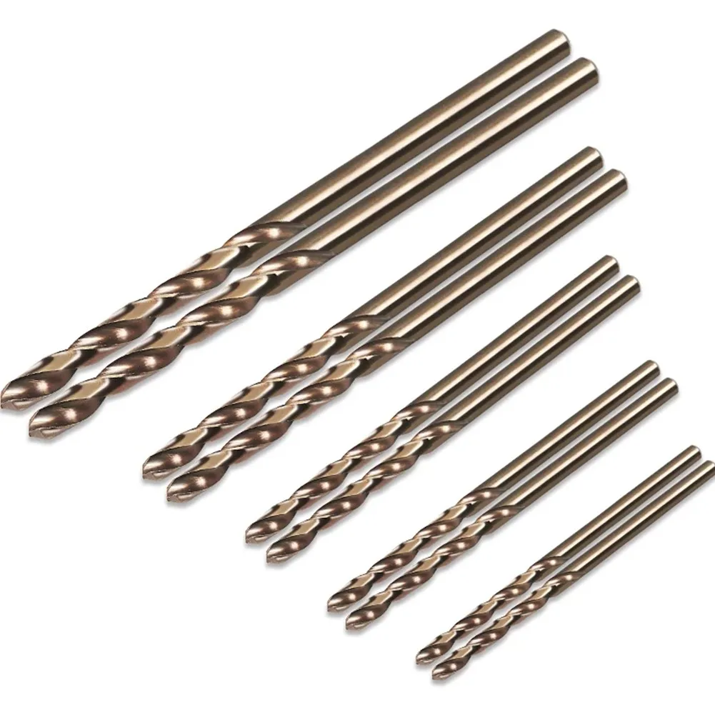 10Pc 1-3mm M35 Titanium Coated Cobalt Drill Bits HSS High Speed Steel Drill Bits Set Tool Multi Function Metal Drills Power Tool