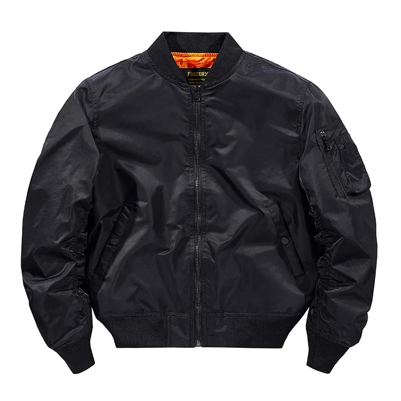 Man Cargo Coat Autumn Winter Street Trend Oversize Men Bomber Jacket Round Neck Long Sleeve Zipper Versatile Male Outerwear