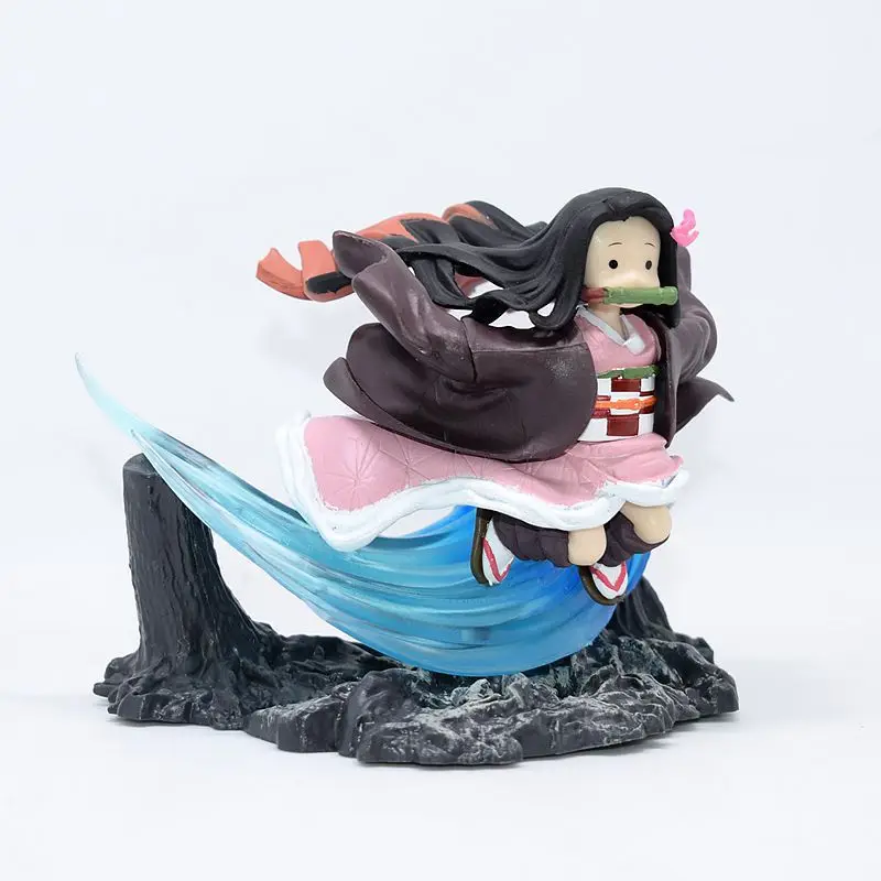 Anime demon slayer correndo kamado nezuko pode mudar rosto decoração modelo kimetsu não yaiba pvc ação estatueta estátua brinquedos presente