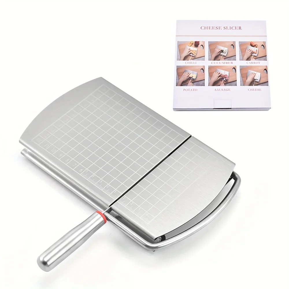 1Pc Cheese Slicer, Stainless Steel Cheese Cutter With Measurements, Heavy Duty Butter Cutter, Baking Tools, Kitchen Gadgets