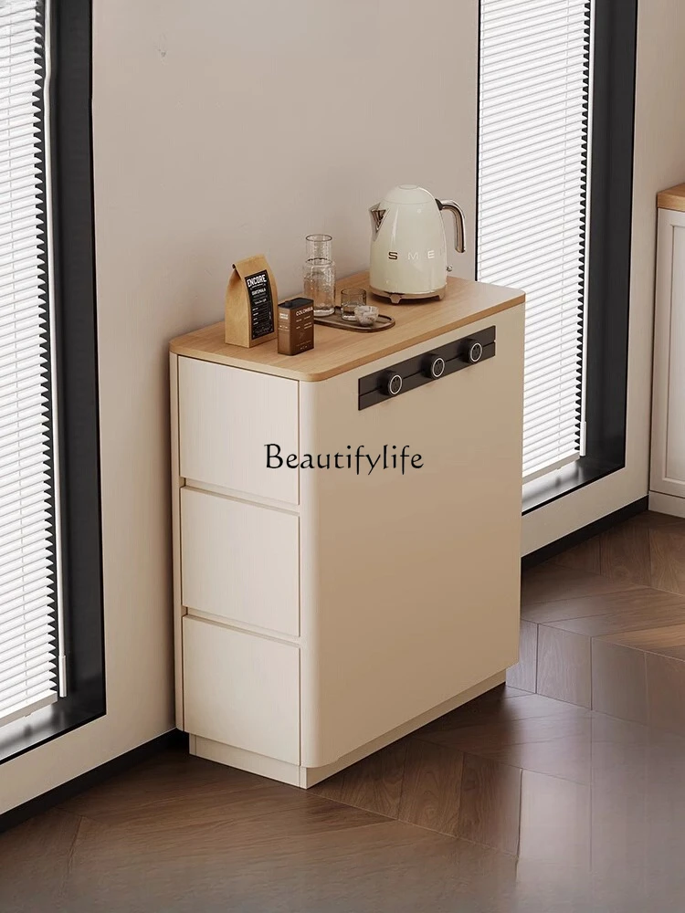 

Vintage Cream Style Island Cabinet for Home Use, Movable and Freestanding Narrow Island Cabinet for Small Apartments