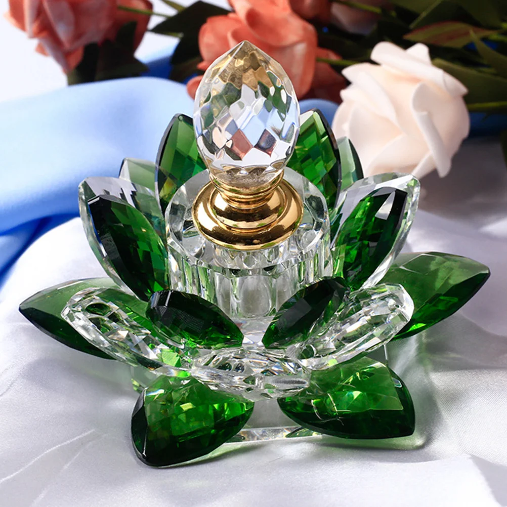 

1Pcs Glass Perfume Bottles Chic Lotus Design Empty Perfume Container for Liquid Storage Home Decor Decorative Bottle