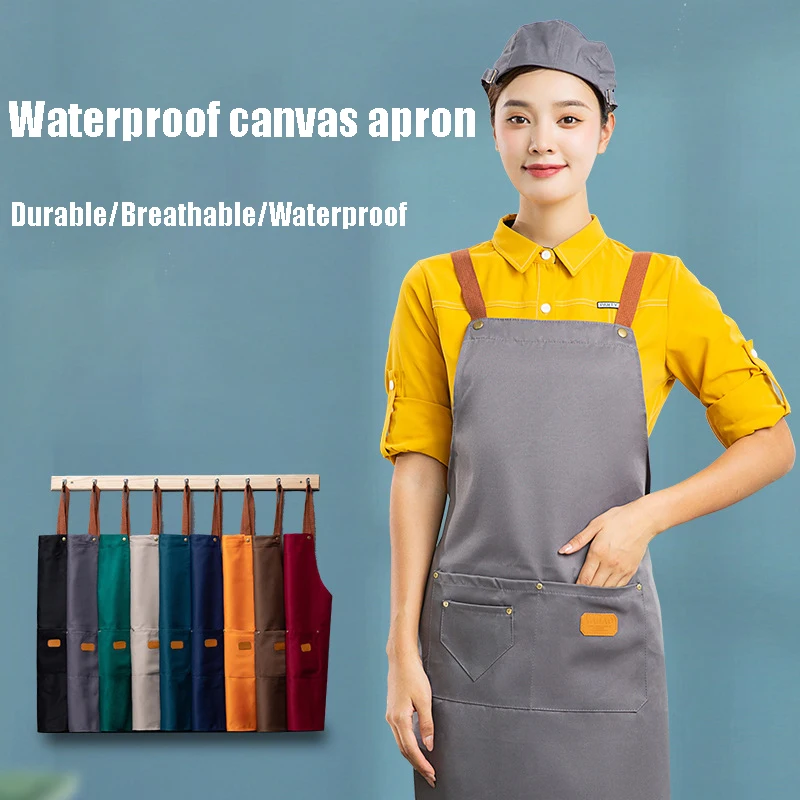 Canvas Aprons Men Women Milk Tea Coffee Shop Restaurant Salon Work Clothes Waterproof Oil Proof Fashion for Home Kitchen Apron