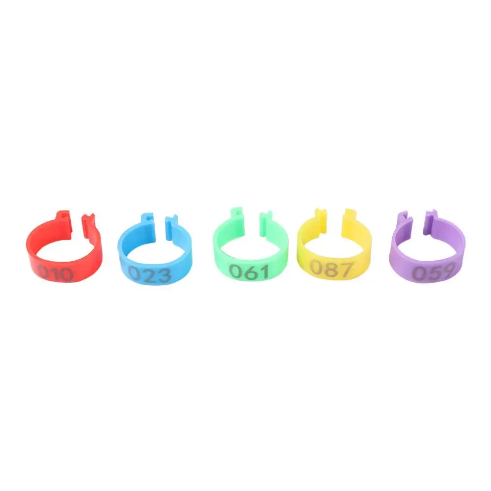 

100pcs Portable Poultry Leg Tags Mixed Colour Plastic Band Foot Ring Bird Identification 5 Colors Bird Leg Sign Rings