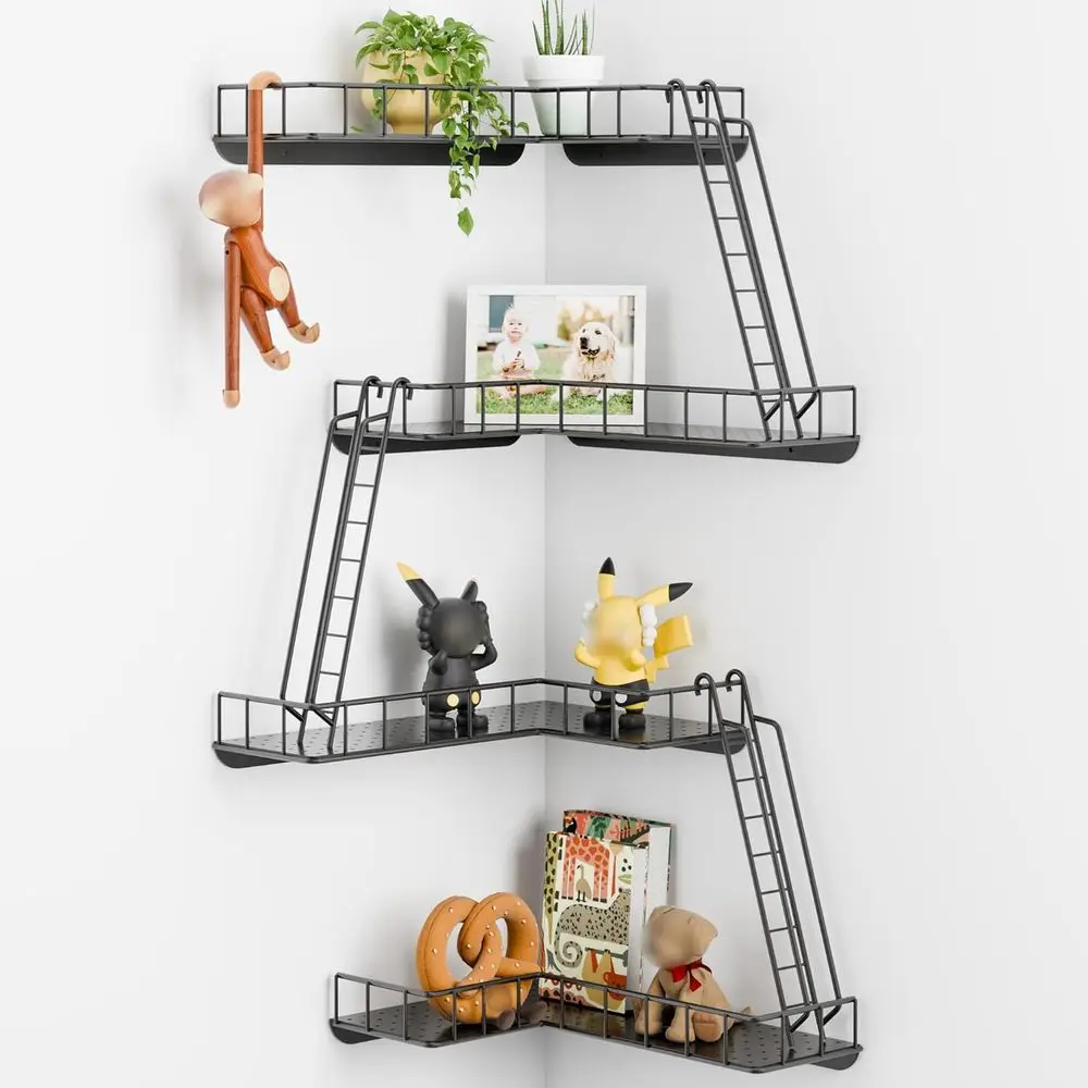 

Contemporary 4-Tier Metal Ladder Shelf - Urban Chic Corner Wall Rack for Home, Ideal for NYC-Inspired Decor and Storage in Livin