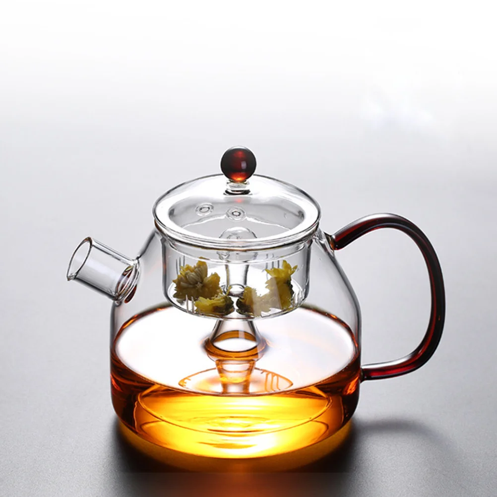 

Steaming Teapot Electric Ceramic Stove Glass 1200ml Handmade Red Lid High Borosilicate Clear Glass Tea Pot Office Family Outdoor