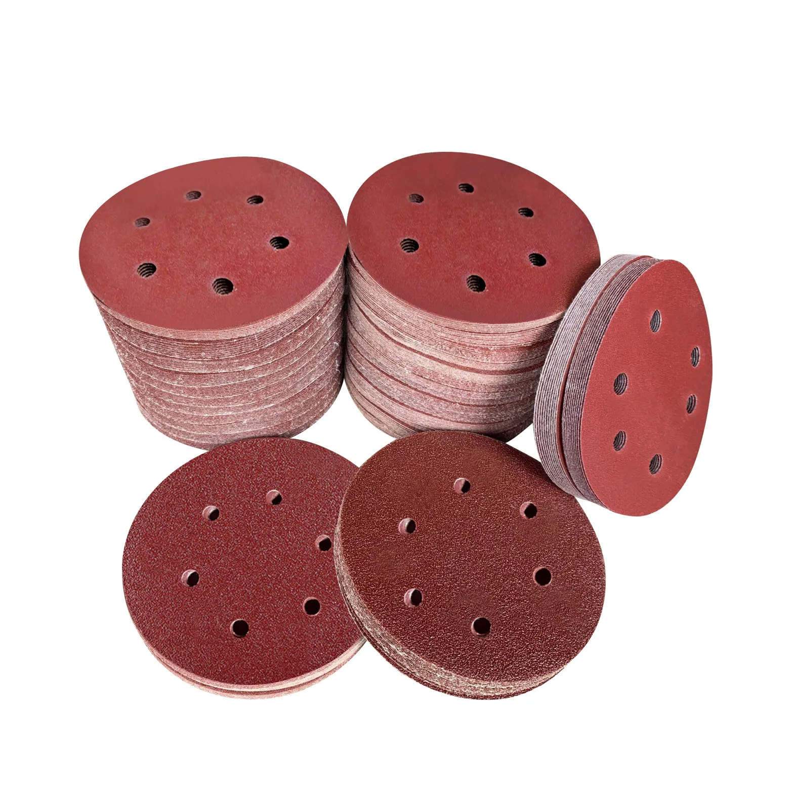 6in 6Hole 150mm Sanding Paper Grinding Polishing Abrasive Tools Aluminum Oxide Sandpaper Discs，Grit 40-2000#, Hook & Loop
