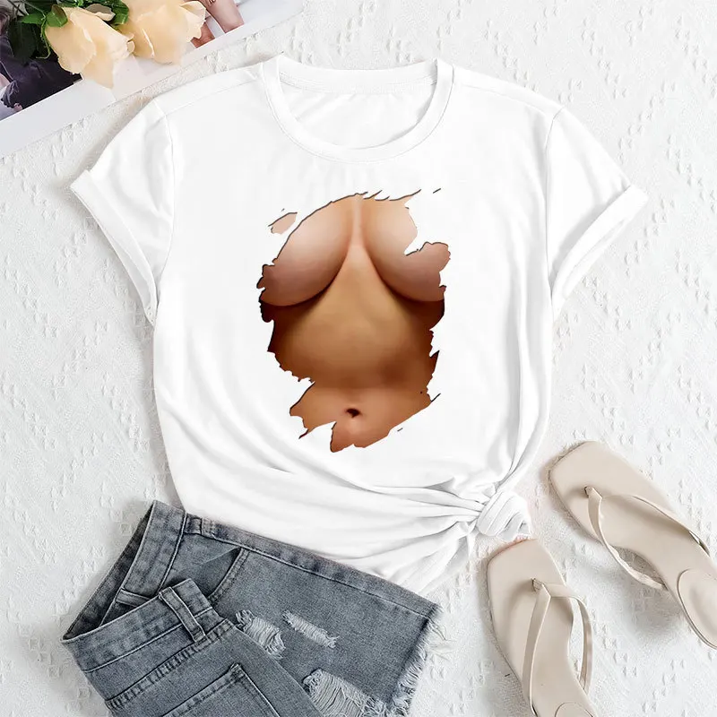 Sli ort SVE T-irt Korean Trendy Women's Top Thi Knitted Polyester Spring Faion Ladies' Tee