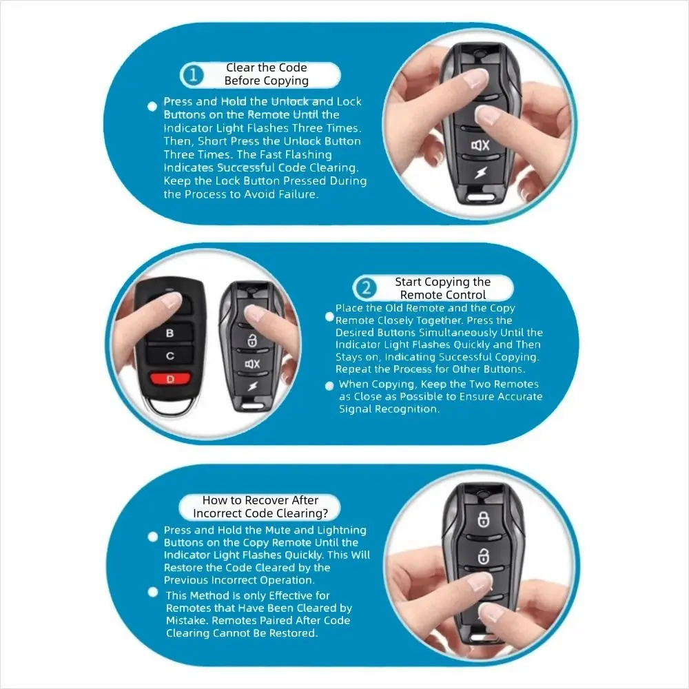 

433MHz Frequency Door Remote Control 4 Keys Cloning Code RF Transmitter Universal Wireless Clone Remote Control Gate Duplicator