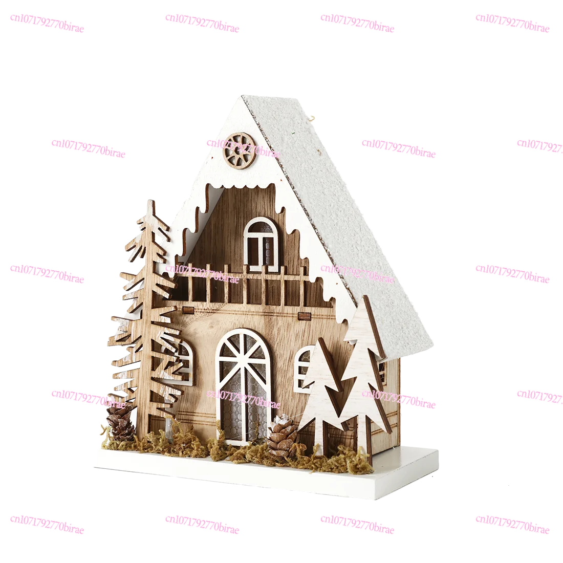 Christmas Forest Wood House 5LED Light Ornament Decorative Gift Ins Simple 17cm High 3