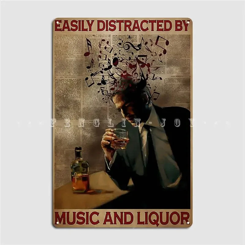 Easily Distracted Metal Sign Retro Cinema Wall Pub Wall Plaque Tin Sign Poster
