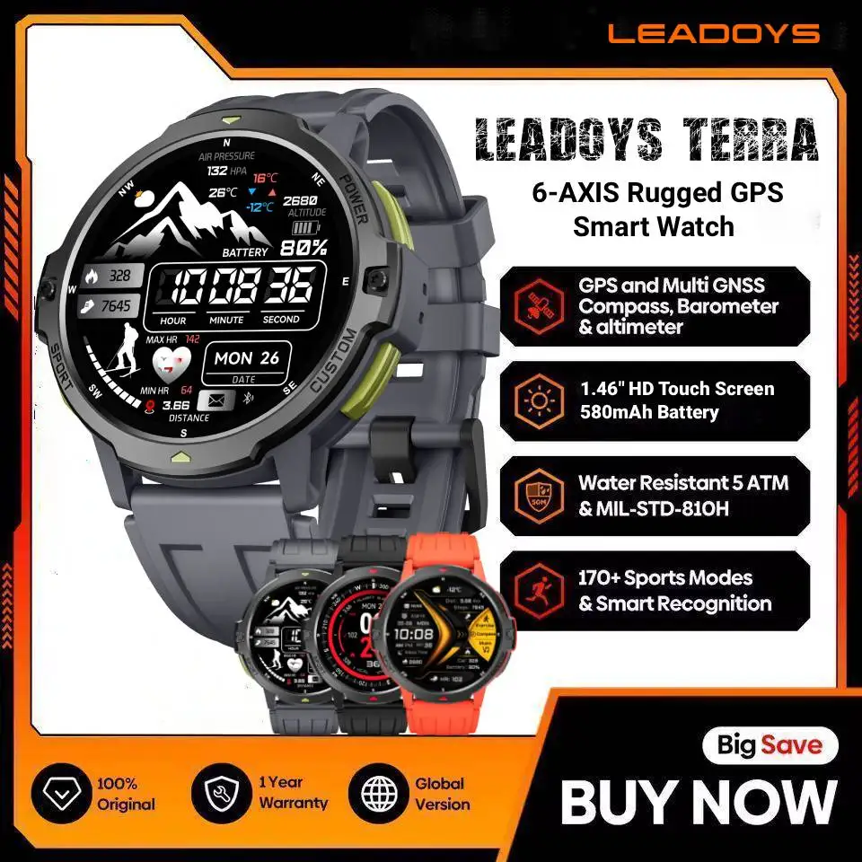 

Умные часы LEADOYS C31 с GPS и Beidou (6 звезд), двухчастотные, с отслеживанием пульса, уровня кислорода в крови и темпа, офлайн-трекинг для пеших прогулок, бега и трейлраннинга