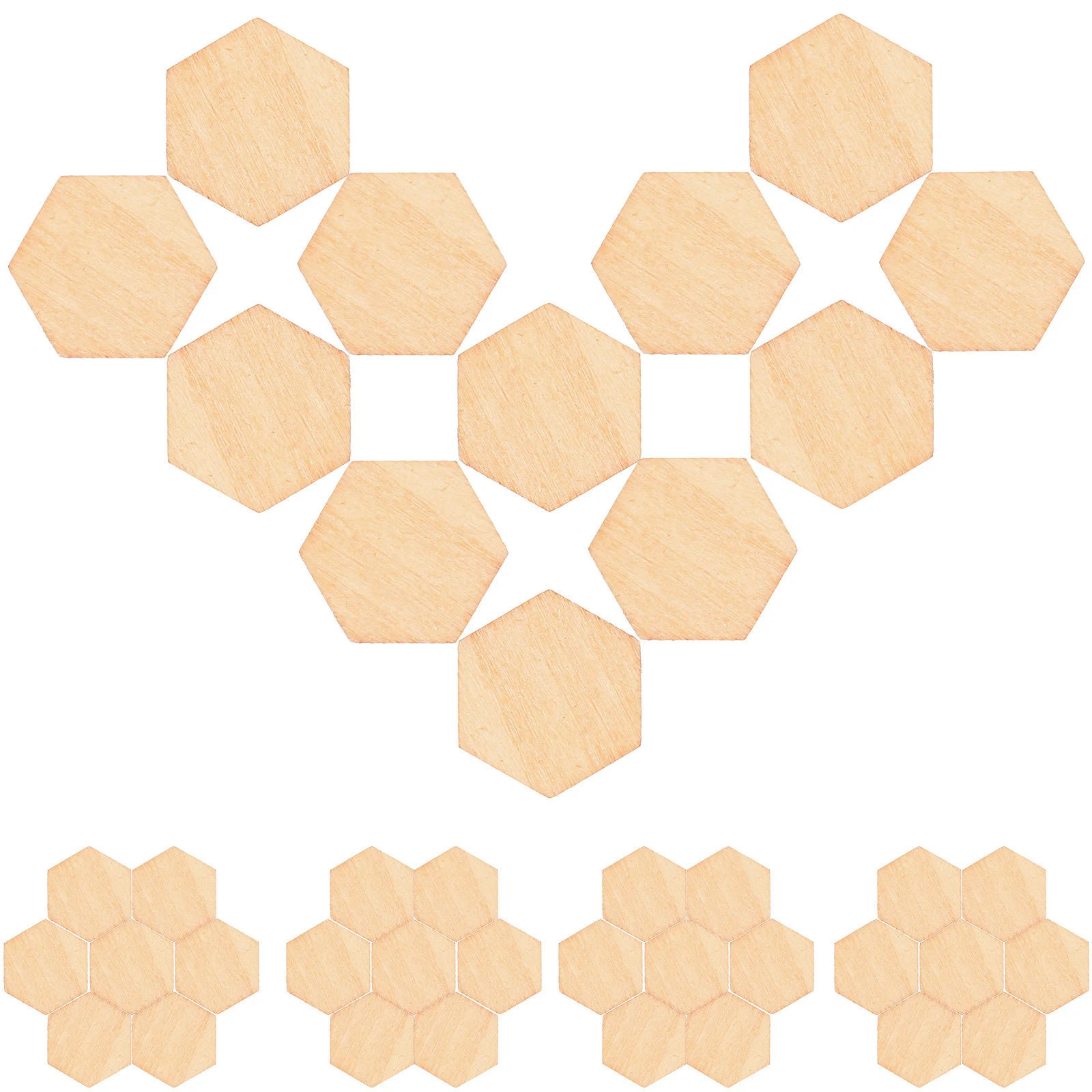 

200Pcs Beech Wooden Hexagonal Shapes Smooth DIY Crafts Decorations Wedding Birthday Christmas Ornaments Wooden Shapes