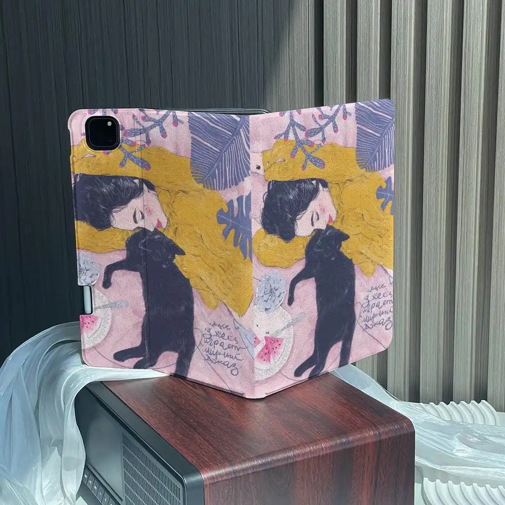 حافظة آيباد مريحة للفتيات والقطة لهاتف أبل اير 10.9 آيباد برو 2020 حافظة لجهاز آيباد 10.2 11 12.9 بوصة 2021 حافظة صغيرة 5 6