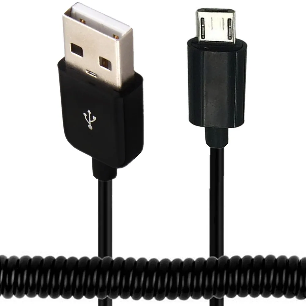 10Ft /3ft Spiral Coiled USB Micro 5Pin  Male to USB 2.0 A male plug Cable Micro USB telescopic spring mobile phone data cable