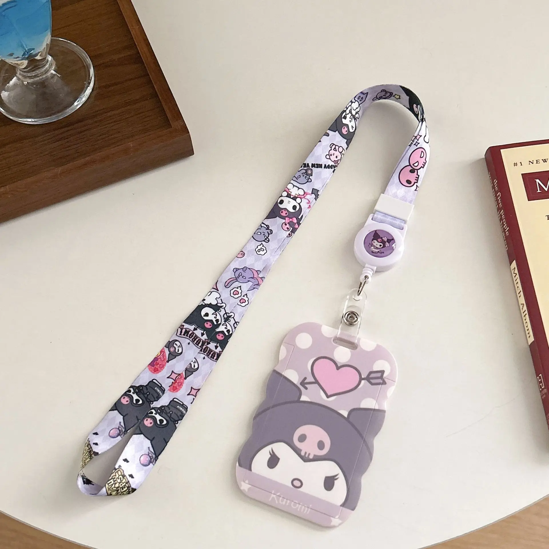 Kawaii  Retractable Lanyard Card Holder Kuromi Melody Cinnamoroll Cute Wave Shape Student ID Bus Badge Case Girls Gift view 6