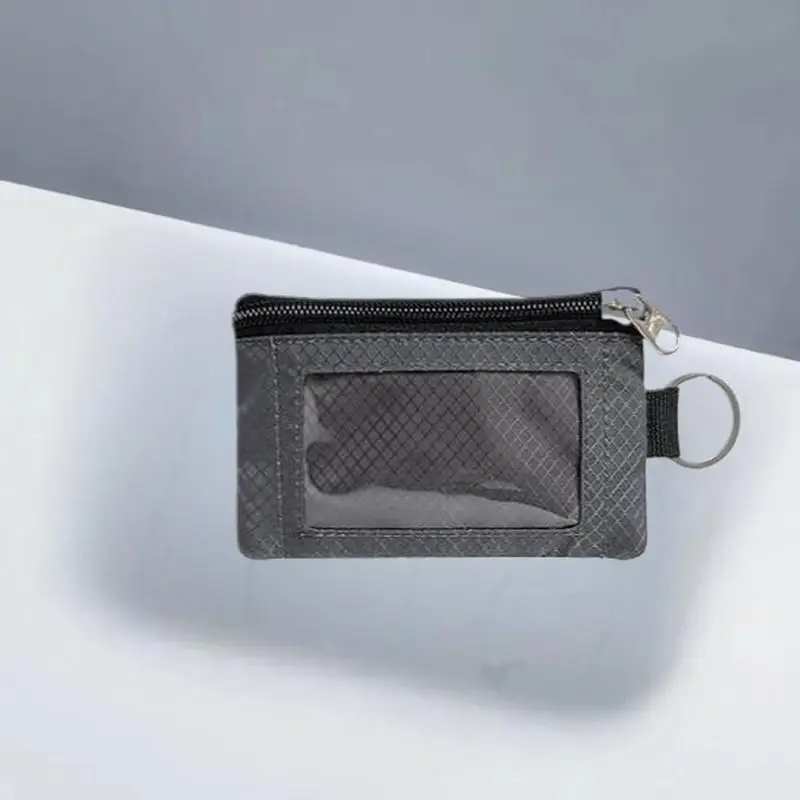 Badge Holder With ID Window Small Wallet Waterproof Anti-Theft Travel Keychain Wallet Men Women Slim Zip Card Lanyard Wallet