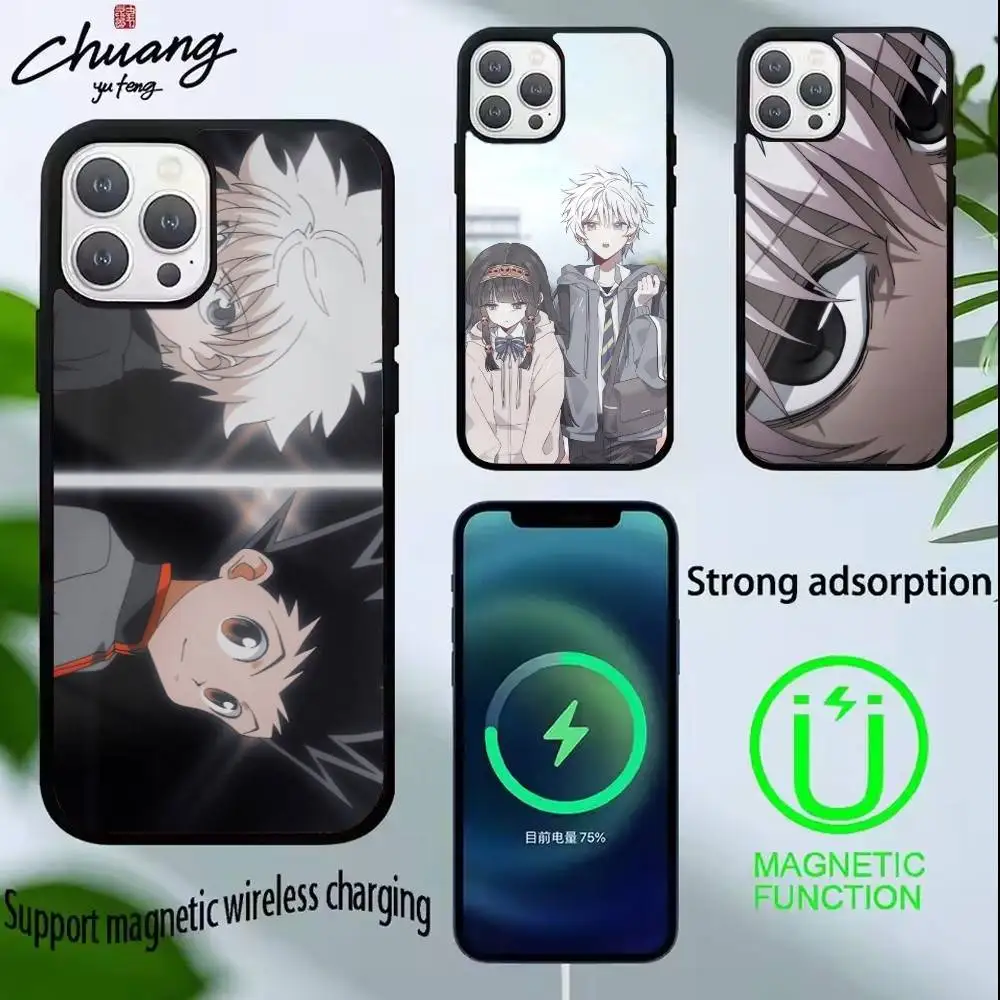 

F-Killua Zoldyck H-Hunter X Hunter Phone Case For iPhone17,16,15,14,13 Plus,Pro Max Magnetic For Magsafe Wireless Charging