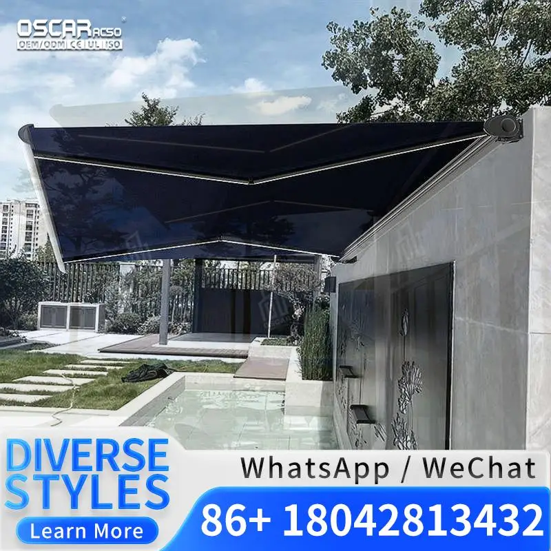 Smart Remote Retractable DIY Canopy Awning for Door Window in Outdoor Patio Backyard Retractable Awning