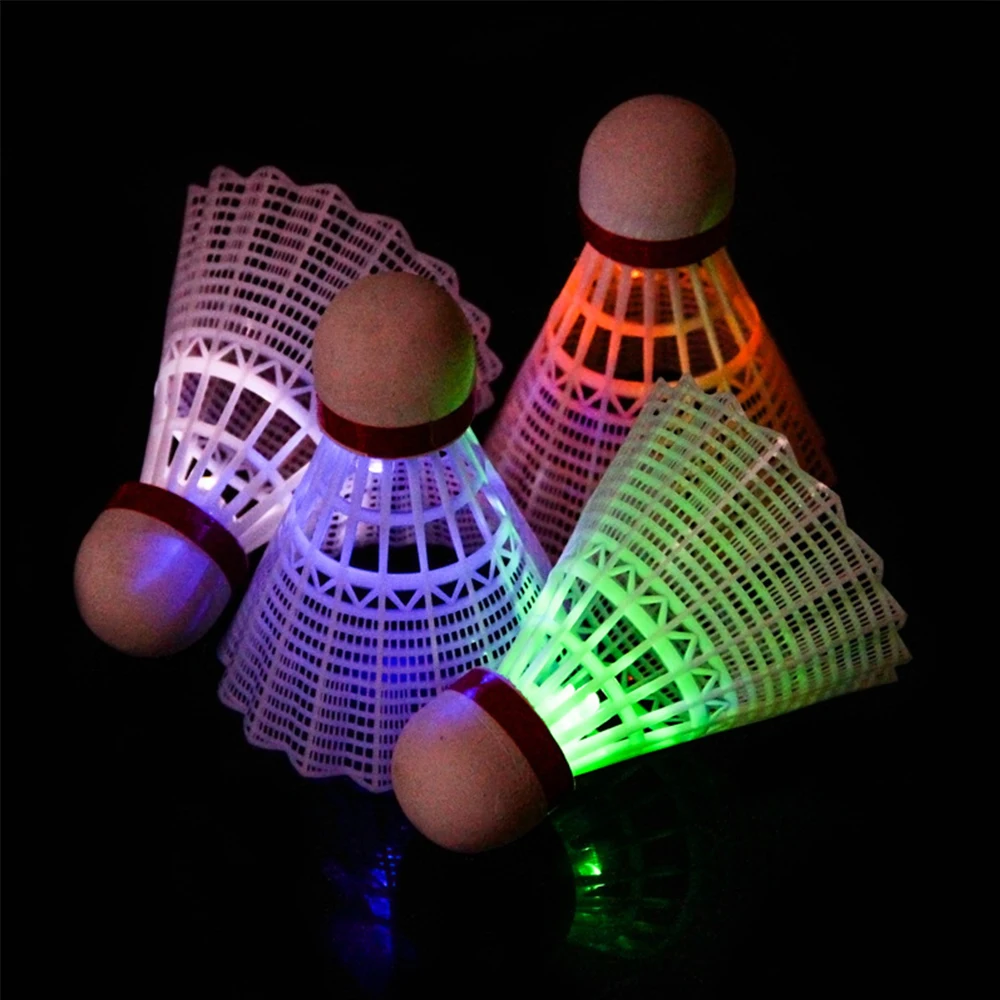 4 Uds. Pelotas luminosas de noche con luz LED, volantes de bádminton, pelota de entrenamiento, bádminton luminoso