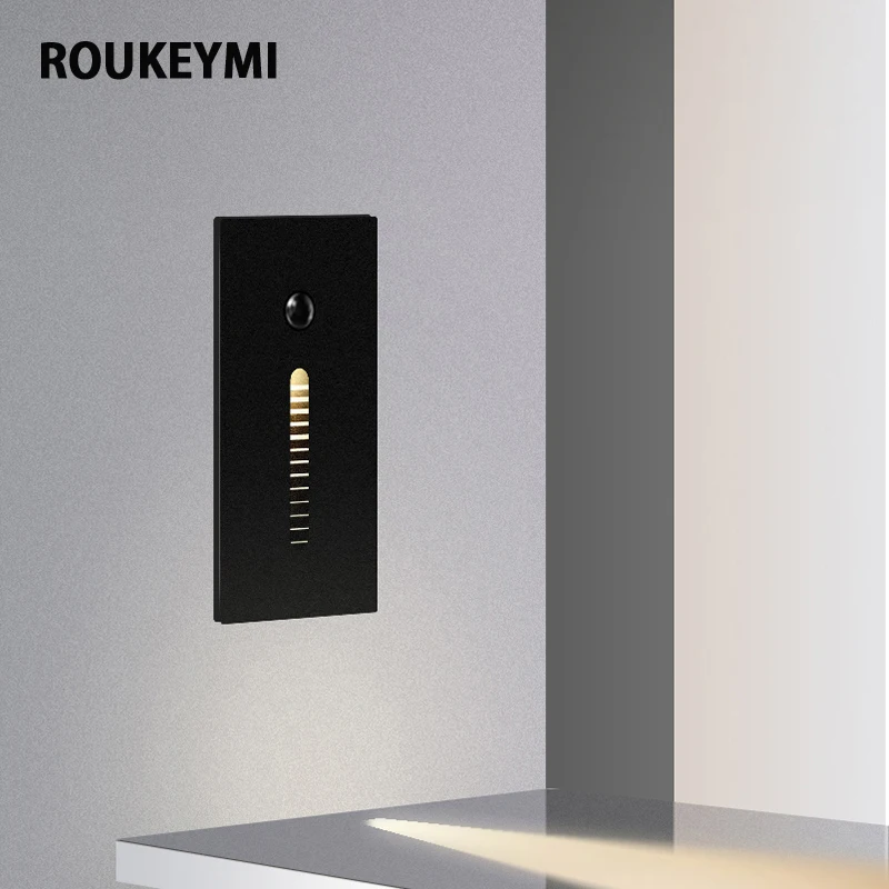 ROUKEYMI Interior Magnetic Sensor Stairway Lights Waterproof Home Ladder Step Lighting Modern Outdoor Led Aluminum Wall Lamps