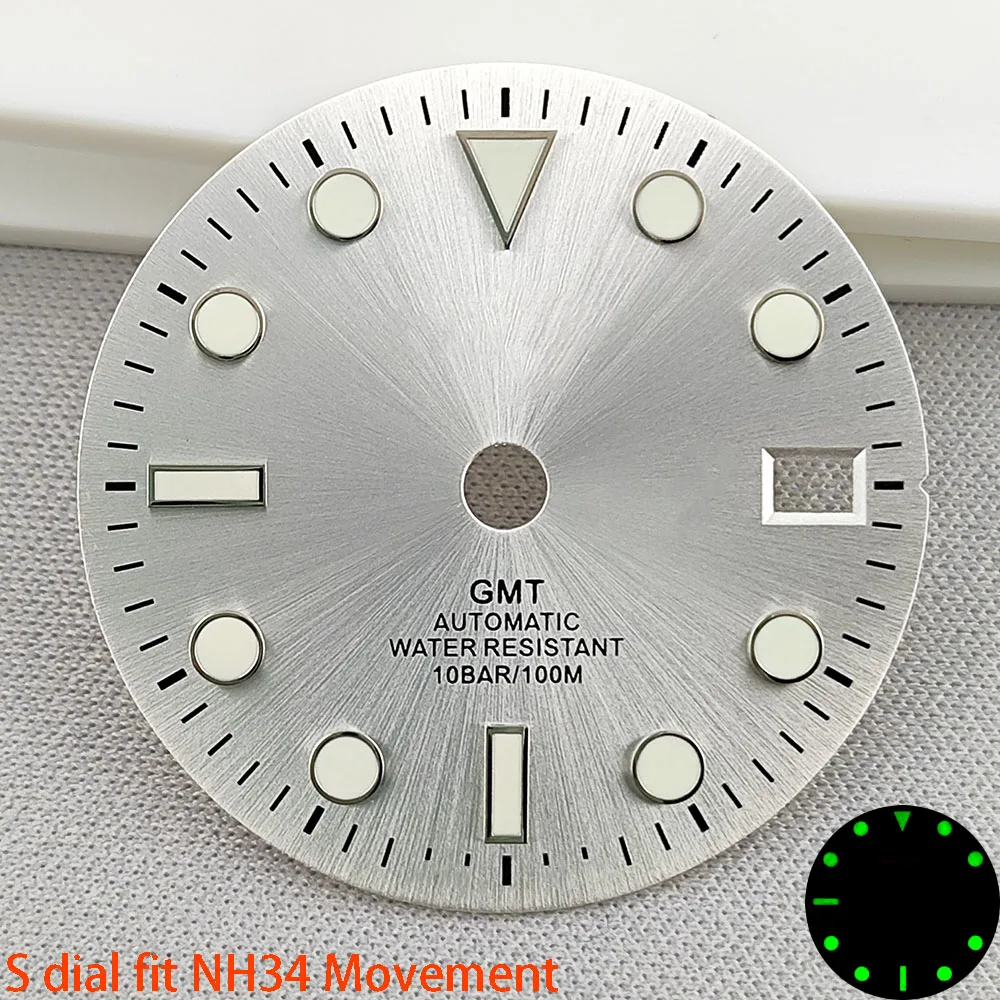 29mm NH34 dial Watch GMT dial S dial green luminous High Quality dial Suitable for NH34 movement watch accessories Watch repair