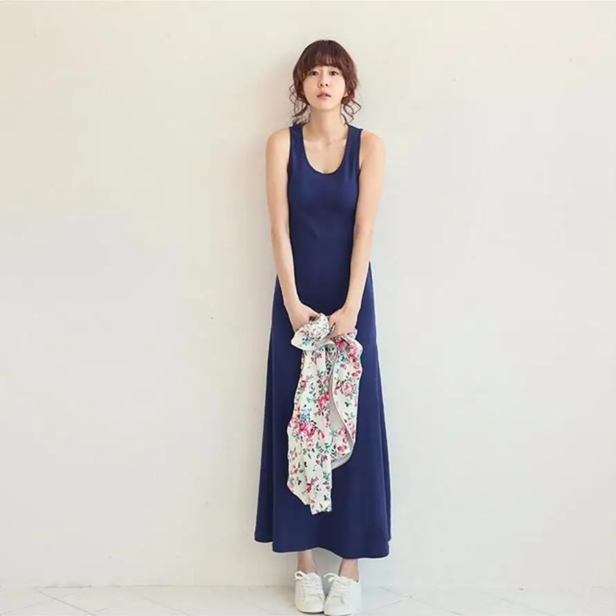 Autumn 2024 New fashion women' Ankle-Length Vest Dress Sexy Ladies Dress Solid Long maxi Dress Casual Vestidos vintage clothes