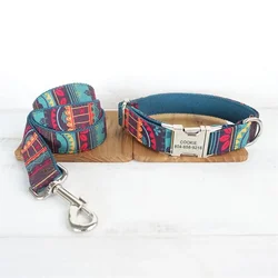 Personalized Dog Collar with Free Engraving, Matching Pet Leash,Customzied Contacts Metal Buckle, Maya Puppy Collar
