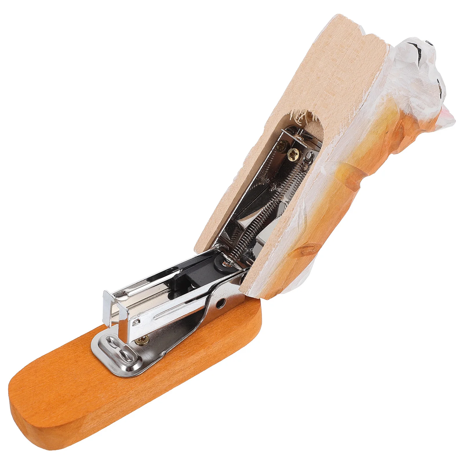 Stapler Kayu Mini Desain Hewan Alat Tulis Kantor yang Menyenangkan Alat Kertas Dekoratif Stapler untuk Penggunaan di Rumah Sekolah Kerja.