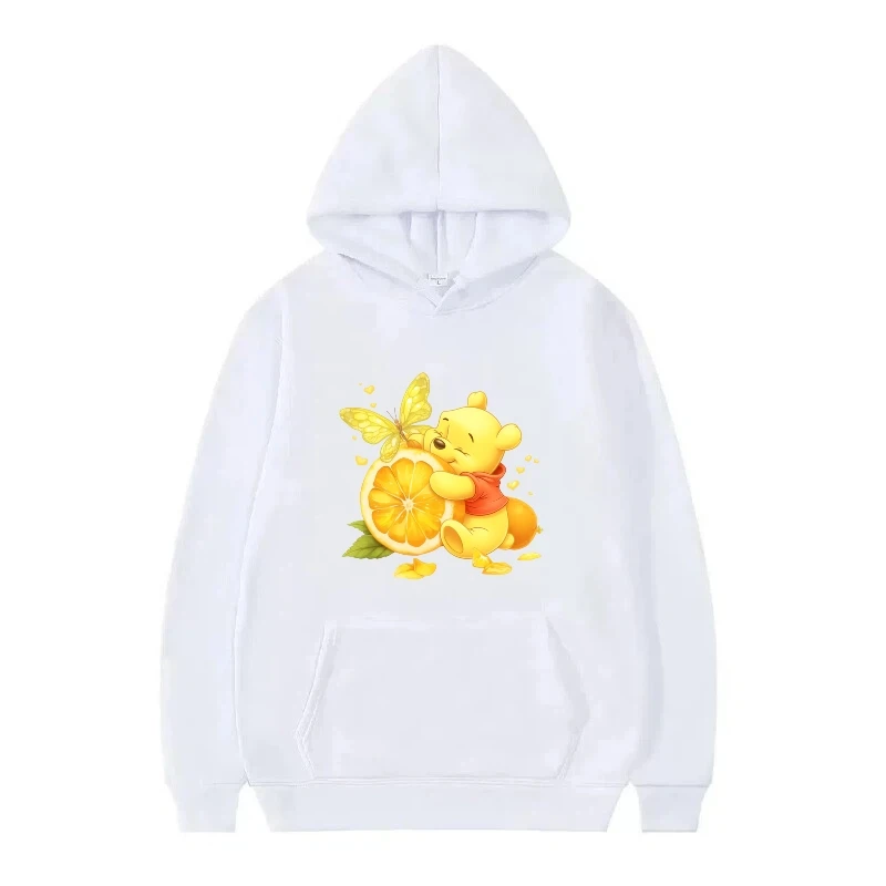 Disney Pooh Bear Pattern Woman Fashion White Autumn Cartoon Loose Top Clothes Pullovers Ladies Cheap Y2k Hoodies Men Sweatshirts
