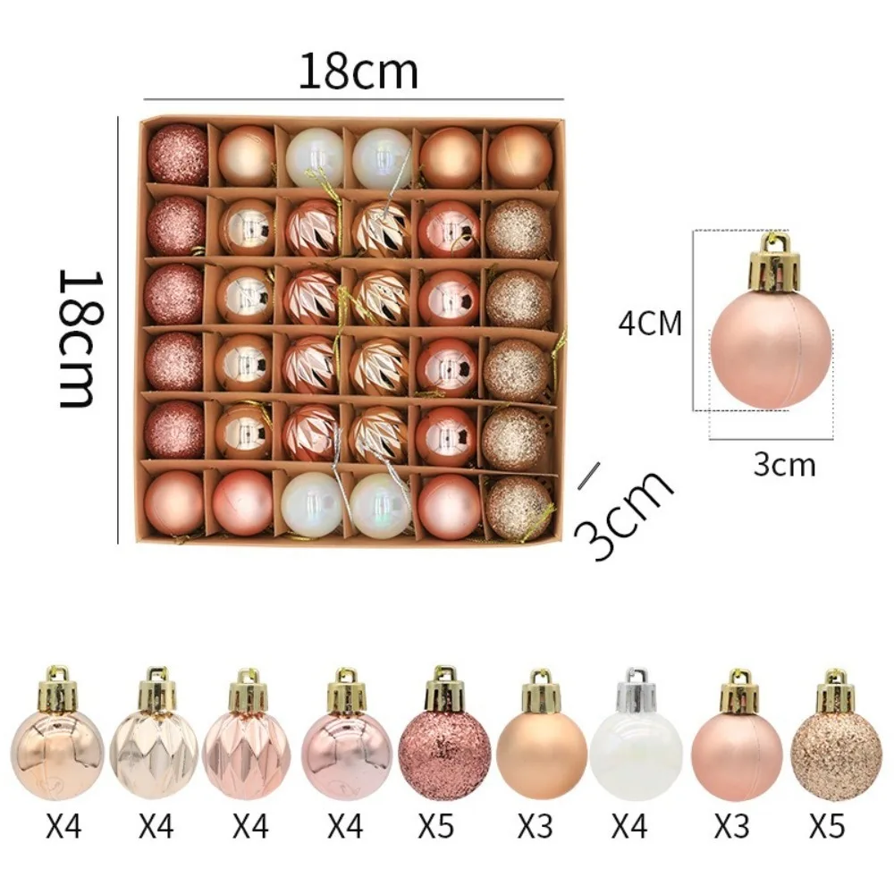 36PCS Electroplated Balls Christmas Tree Ornament DIY Crafts Painted Plastic Christmas Decorations New Year Pendant