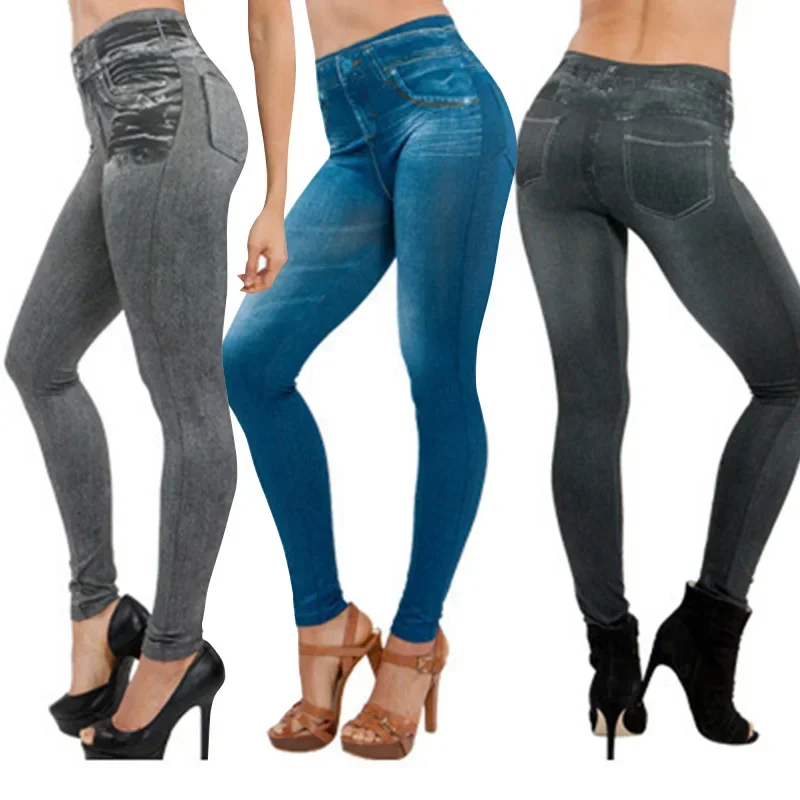 Women Thin Jeans Leggings with Pocket High Waist Slim Fit Denim Pants Trousers jeans  Pencil Pants  Slight Strech