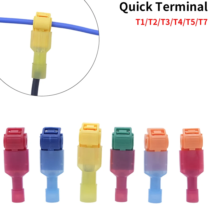 Quick Wiring Clip T Type Stripping Free Quick Wire Terminal Main Line Branch Fast Crimp Connector Splice Waterproof Set Terminal