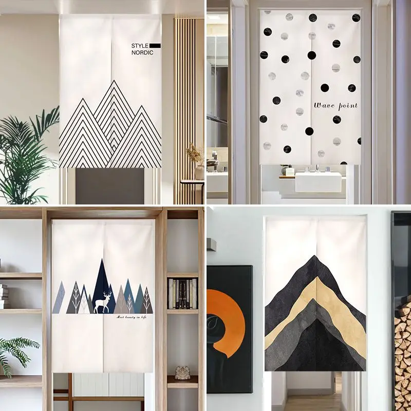 VIKAMA Minimalist Nordic Geometric Japanese Door Curtain Partition Curtain Entrance Curtain Bedroom Kitchen Home Decoration