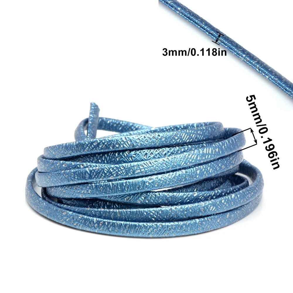 5*2.5mm 2m/Lot Multi-Color Glitter Flat Shiny Faux PU Leather Cord DIY Bracelet Necklace Making  Jewelry Rope Craft  Accessories