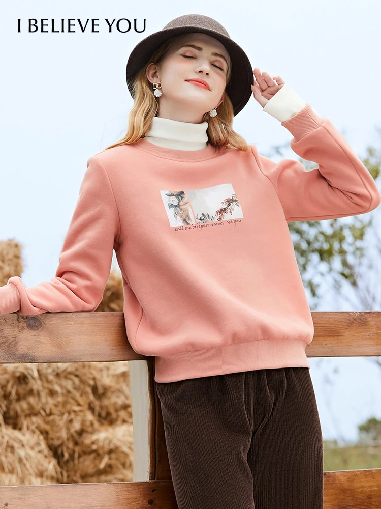 

I BELIEVE YOU Fleece Hoodies for Women Autumn 2022 New Thicken Turtleneck Pullover Patchwork Long Sleeves Sweatshirts 2214194102