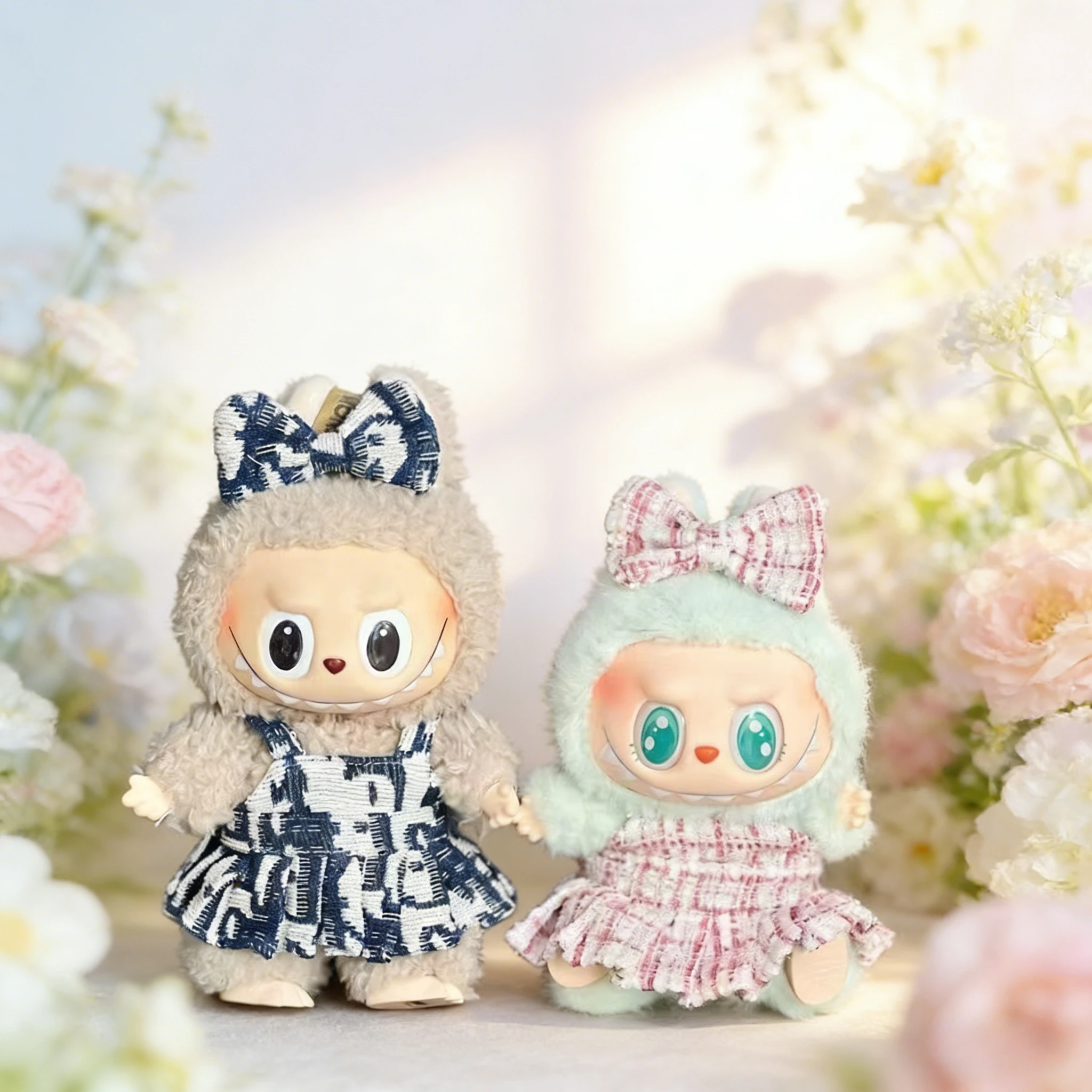 

Одежда для кукол Лабубу 15/17 см: комплект с бантом, повязкой на голову, платьем, кружевной юбкой, аксессуары для переодевания своими руками