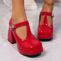 Women Pumps Designer Platform Mary Jane Shoes for Women Fashion Elegant Double Buckle Thick Heel Shoes Party High Heels Shoes