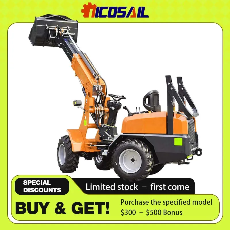 

Fuel saving micro wheel loader with telescopic arm for industrial machinery and agricultural use