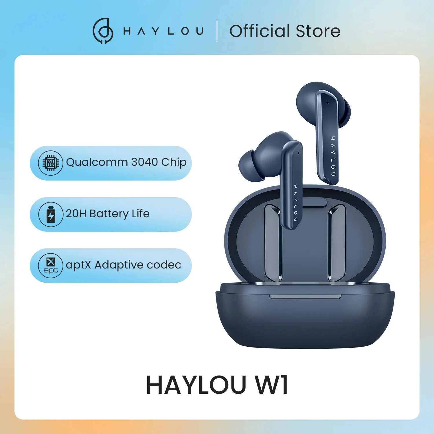 HAYLOU W1 Bluetooth 5.2 Earphones 35dB Dual Noise Cancellation Headphones Six-mic HD Call Power Display Waterproof Headsets