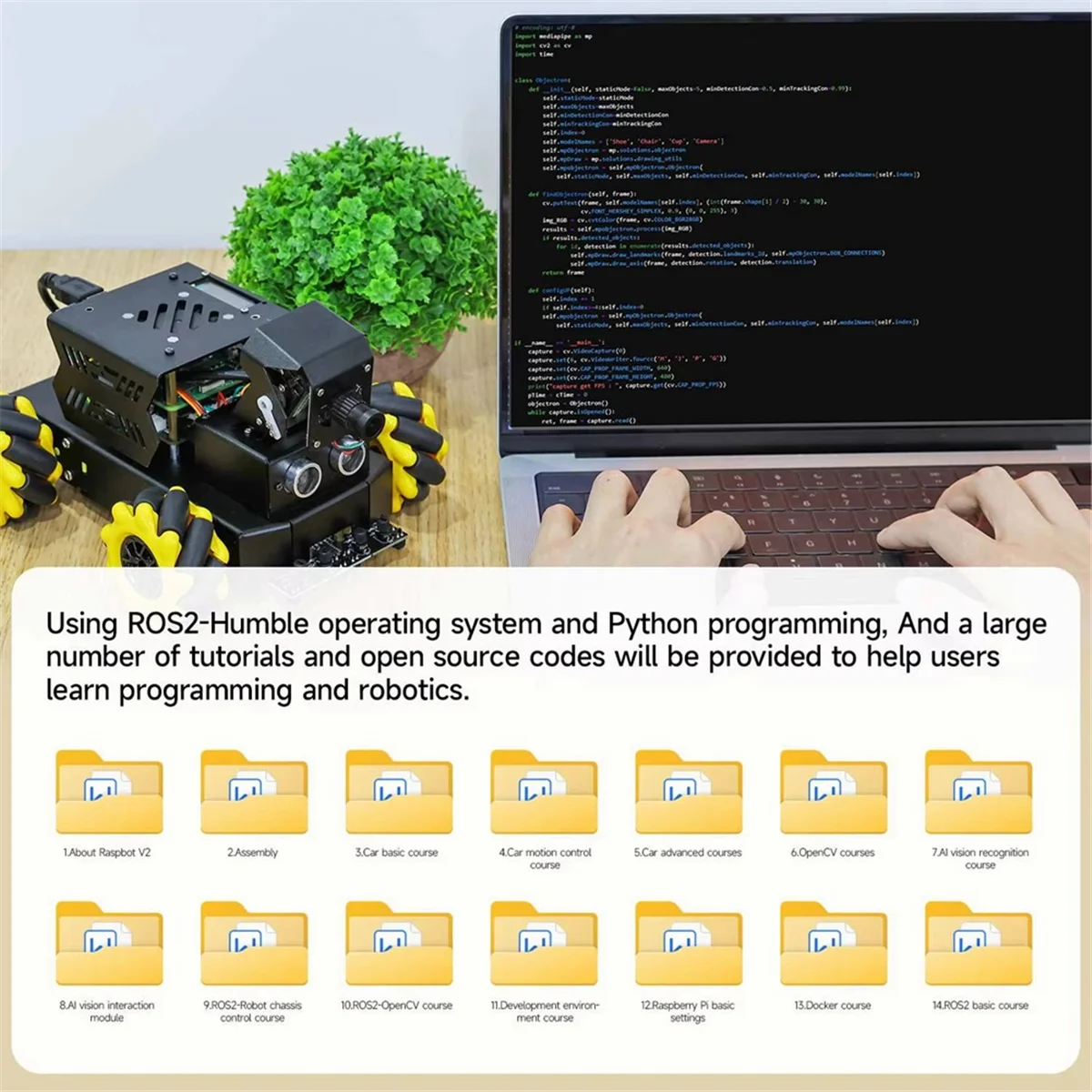 

Эффективный автомобильный комплект робота Raspbot V2 AI Vision для Raspberry Pi 5