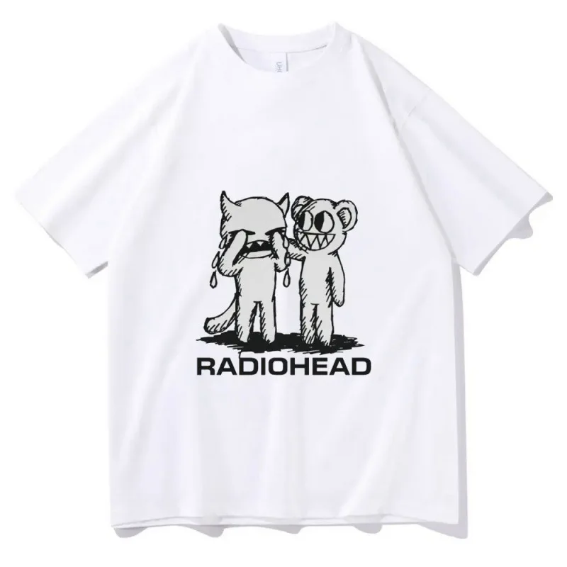 Radiohead T-Shirts Indie Rock Band Anime T-Shirt Summer Men's High Quality Popular Cotton T-Shirt