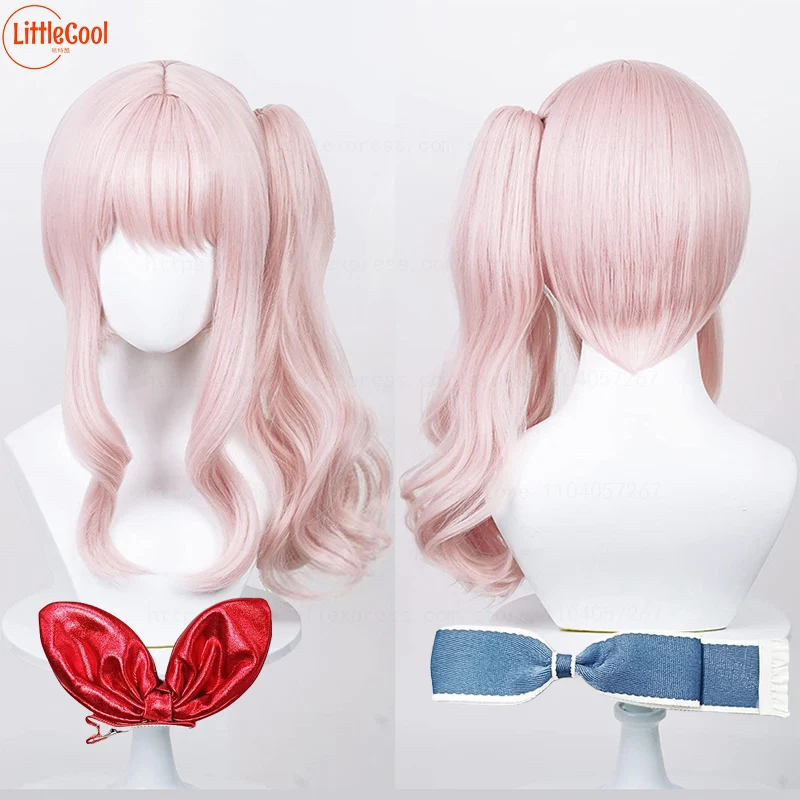 High Quality Akiyama Mizuki Cosplay Wig 45cm Long Pink Curly Scalp Wig Heat Resistant Synthetic Hair Anime Cospaly Wigs + WigCap