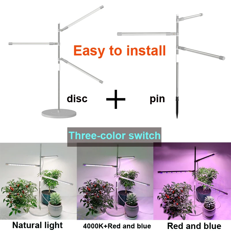 LED Grow Light for Indoor Plants Red Blue 4000K Full Spectrum Plant Growing Lamp with Timmer for Hydroponic Flower Seedling Herb