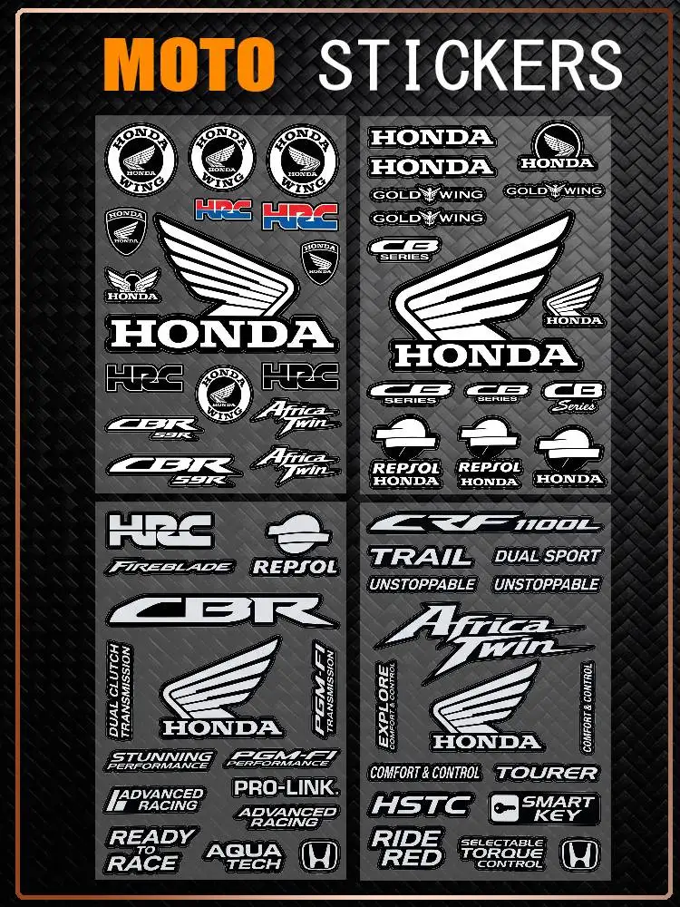 FOR HONDA RACING Fashion Universal Scratch Resist Reflective Waterproof Stickers For Auto Motorcycle Helmet Mug Refrigerator