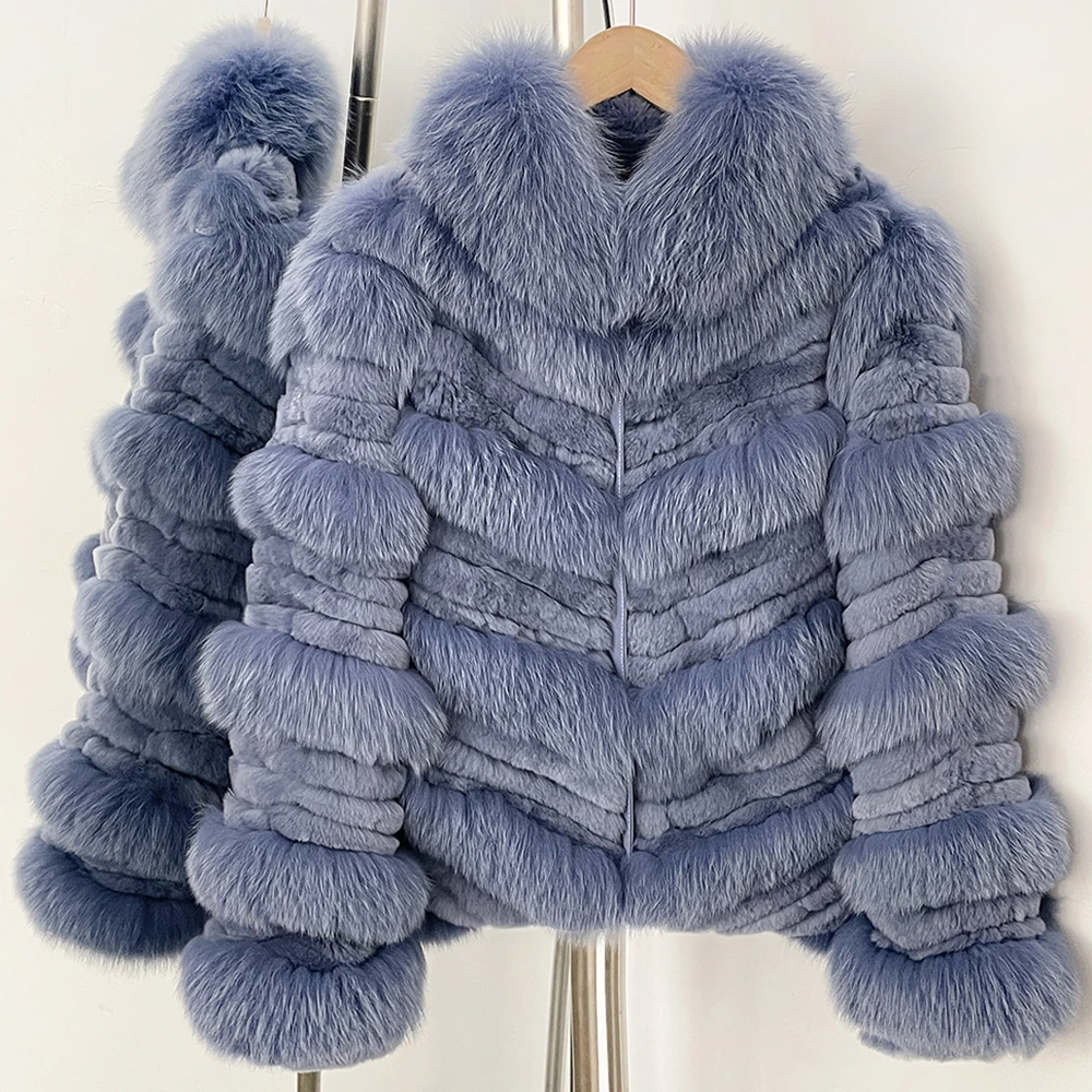 Quiet Luxury Real Fox Fur Trimmed Fur Women 2026 Winter Elegant Natural Fur Collar Overcoat Natural Fox Fur Jacket Thick Warm