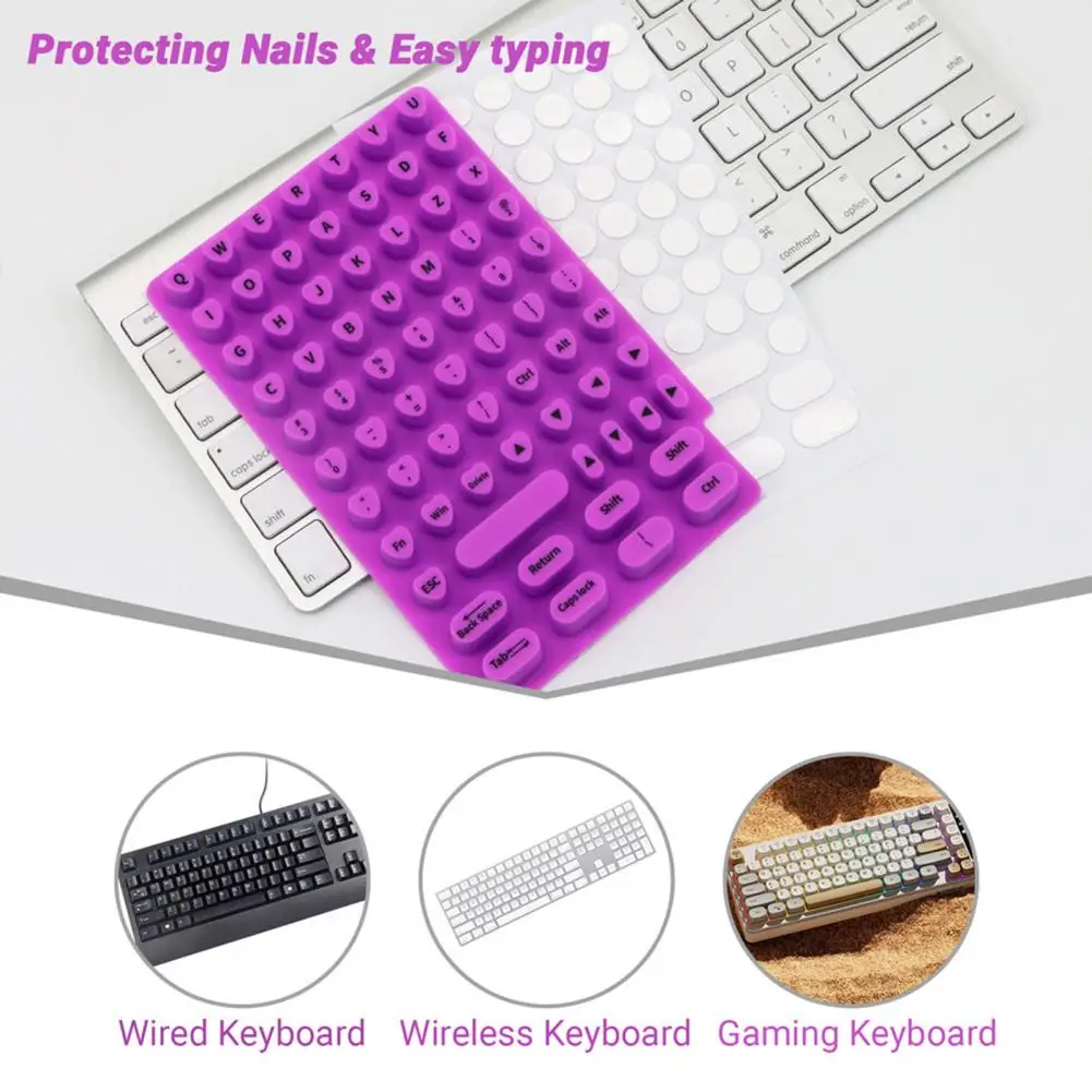 Keycap Sticker for Manicure Nail Care Keyboard Accessory Silicone Keyboard Sticker Set for Long Nails Gaming 70 Pcs for Office