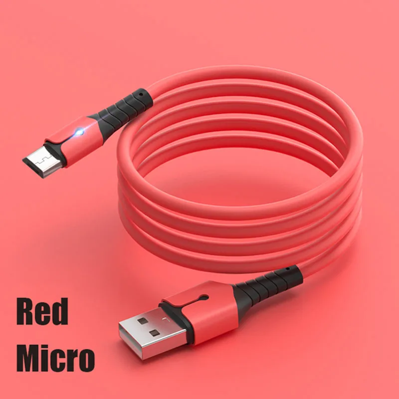 Micro USB Cable 3A Fast Charging Liquid Soft Silicone Cable For Samsung S6 Xiaomi Huawei Android Mobile Phone Data Cord