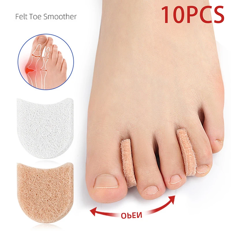 Felt Toe Straightener, Polegar sobreposição Toe Separator, Divisor diário Toe, grande cuidado do osso do pé, cuidados com os pés, 10pcs